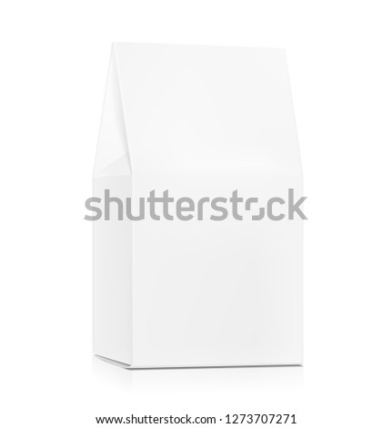 Realistic cardboard packaging box mockup. Vector illustration isolated on white background. Can be use for medicine, food, cosmetic and etc. Ready for your design. EPS10.