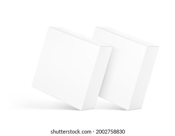 Realistic cardboard packaging box mockups. Vector illustration on transparent background. Can be use for medicine, food, cosmetic and other. Ready for your presentation. EPS10.	