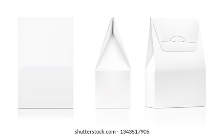 Realistic cardboard packaging boxes mockup. Front and perspective view.Vector illustration isolated on white background. Can be use for medicine, food, cosmetic and etc. Ready for your design. EPS10.	