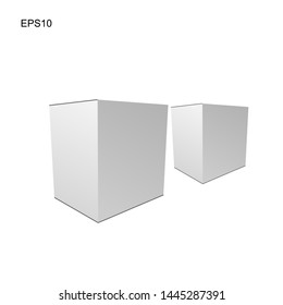 Realistic cardboard packaging boxes mockup. Vector illustration isolated on white background.
