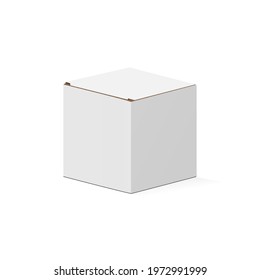 realistic cardboard, white box, cardboard square box