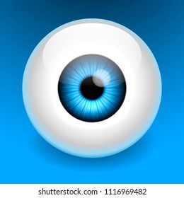 Realistic care blue eye vector logo design