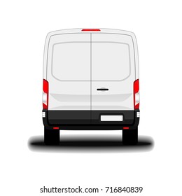 realistic cargo van. back view.