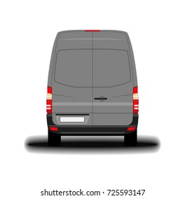 realistic cargo van. back view.
