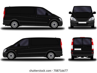 camioneta de carga realista. vista frontal; vista lateral; vista posterior.