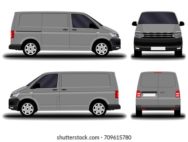 realistic cargo van. front view; side view; back view.