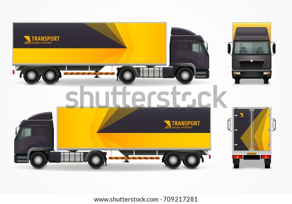 Download Realistic Cargo Vehicle Mockup Front Side Stock Vector Royalty Free 709217281