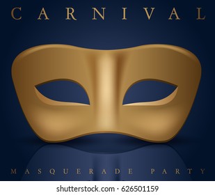Realistic Carnival Mask On Blue Background : Vector Illustration