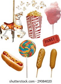 Realistic Carnival Vector Items