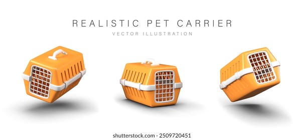 Realistic carrier for pets. Bright ventilated container for small animals