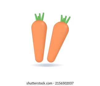 Realistic Carrot 3d Icon Design Illustrations Vector Concept