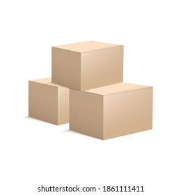 realistic carton box isolated on white background.