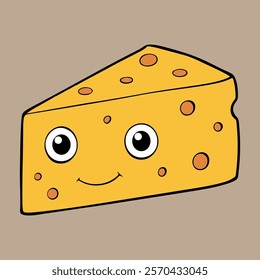 Realistic Cartoon Cheese Slice Illustration