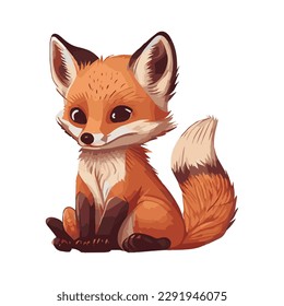 Realistic cartoon fox isolated on white background - Vector illustration