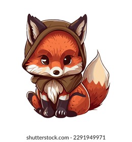 Realistic cartoon fox isolated on white background - Vector illustration