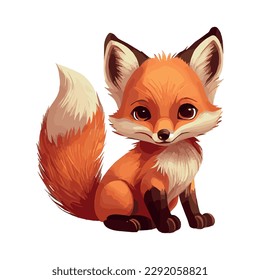 Realistic cartoon fox isolated on white background - Vector illustration