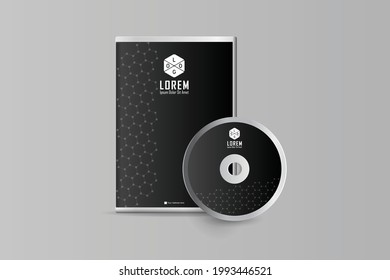 Realistic Case for DVD Or CD Disk with DVD Or CD Disk. Corporate business template for DVD envelope and case label design. Layout with modern elements and abstract background. Vector illustration