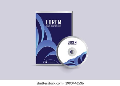 Realistic Case for DVD Or CD Disk with DVD Or CD Disk. Corporate business template for DVD envelope and case label design. Layout with modern elements and abstract background. Vector illustration