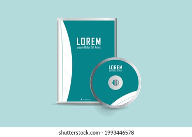 Realistic Case for DVD Or CD Disk with DVD Or CD Disk. Corporate business template for DVD envelope and case label design. Layout with modern elements and abstract background. Vector illustration