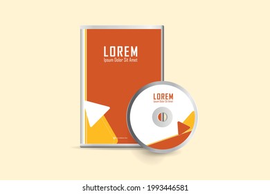 Realistic Case for DVD Or CD Disk with DVD Or CD Disk. Corporate business template for DVD envelope and case label design. Layout with modern elements and abstract background. Vector illustration