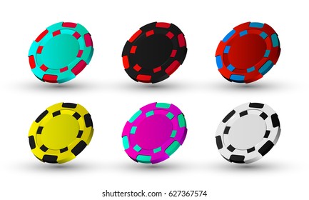 realistic casino chips isolated on white background