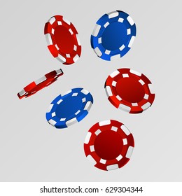 realistic casino chips isolated on gray background