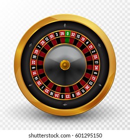 Realistic casino gambling roulette wheel isolated. Vector play chance luck roulette wheel illustration.