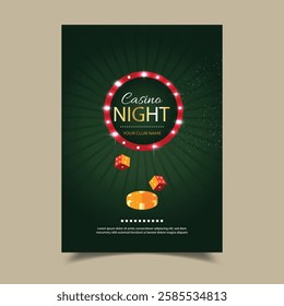 Realistic Casino Night Poster Template Vector Illustration
