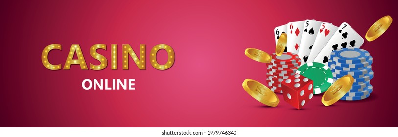 Realistic casino online gambling game with playing cards and chips