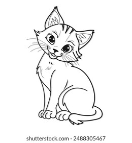 realistic cat outline vector illustration