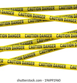 Realistic caution and  danger yellow tape. Illustration on white background 