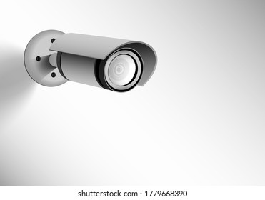 Realistic cctv camera on the wall mock up isolated on white background. surveillance, monitoring, security concept vector illustration