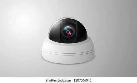 Realistic CCTV dome model vector on grey background, Vector Illustration.