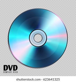 Realistic cd or dvd compact disk close up vector illustration