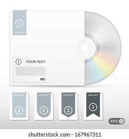 Realistic CD DVD with Tag and Case Vector illustration