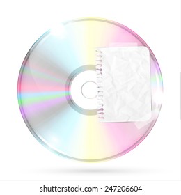 Realistic CD/DVD with label, vector