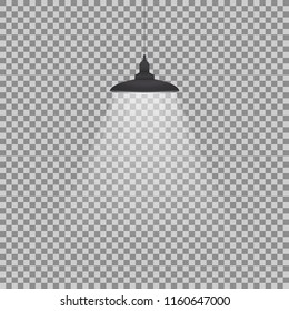 Lámpara de techo realista. Aislado sobre fondo gris. Ilustración vectorial. Eps 10.