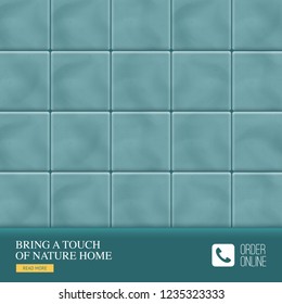 Realistic ceramic floor tiles background with bring a touch of nature home tagline of manufacturer vector illustration