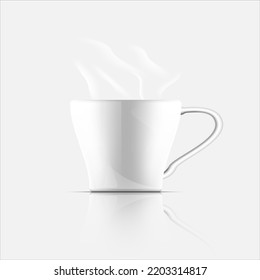Realistic ceramic white cup with Thai benjarong pattern isolated on transparent background. Vector template for Mock Up. Vector illustration
