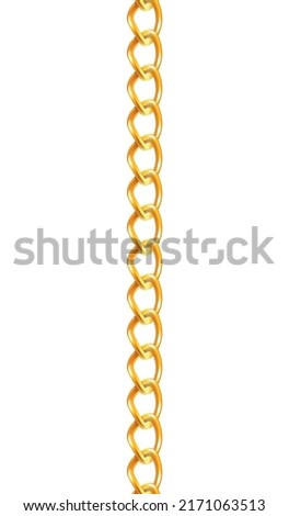 Realistic chain composition of isolated golden jewelry chain on blank background vector illustration