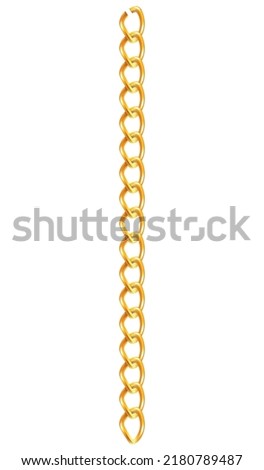 Realistic chain composition of isolated golden jewelry chain on blank background vector illustration