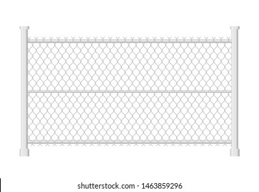 Realistic chain link fence. Metal wire fence isolated vector illustration