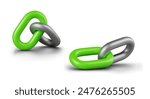 Realistic chain links in different positions. Symbol of union, communication
