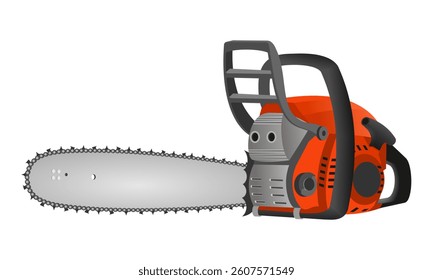 realistic chainsaw vector illustration isolated on white background.