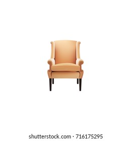 Realistic Chair Element. Vector Illustration Of Realistic Comfortable Isolated On Clean Background. Can Be Used As Armchair, Chair And Furniture Symbols.