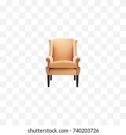 Realistic Chair Element. Vector Illustration Of Realistic Comfortable Isolated On Clean Background. Can Be Used As Armchair, Chair And Furniture Symbols.