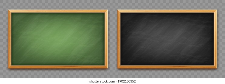 Realistic chalk boards isolated on transparent background