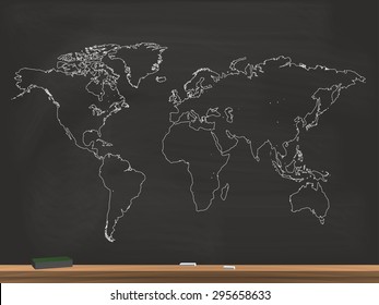 Ilustración realista del mapa mundial de tableros de ajedrez