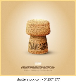 Realistic champagne cork template illustration