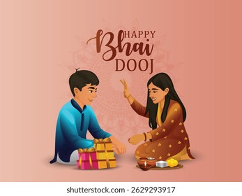 Realistic character of brother and sister for happy bhai dooj